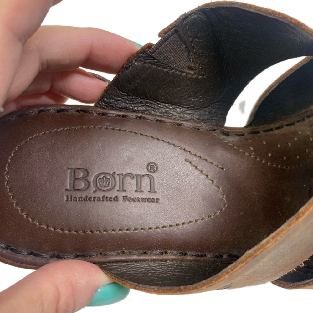 BORN Brown Amalia Wrapped Wedge Slide Sandals - Picture 11 of 13